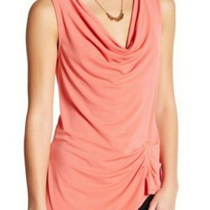Valette L Cowl Neck Coral Side Swag Pullover Top